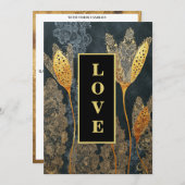 *~ QR RSVP AR26 Gold Lace LOVE Luxury 32 Wedding  招待状 (正面/裏面)