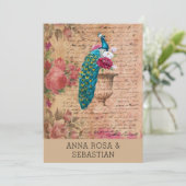 *～* QR RSVP Peacock Vinaage ビクトリアン AR24結婚' 招待状 (スタンド正面)