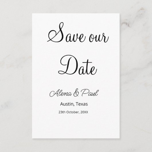 QR Save Our Date フォトネーム 日付 黒白追加 エンクロージャーカード (正面)