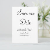 QR Save Our Date フォトネーム 日付 黒白追加 エンクロージャーカード (スタンド正面)