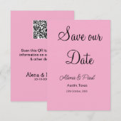 QR Save Our Date フォトネーム 日付 黒白追加 エンクロージャーカード (正面/裏面)