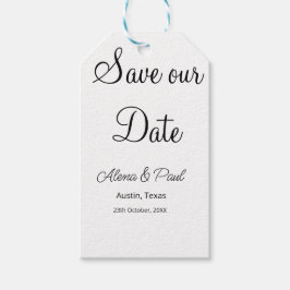 QR Save Our Date フォトネーム 日付 黒白追加 ギフトタグ
