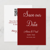 QR Save Our Date フォトネーム 日付 黒白追加 セーブザデート (正面/裏面)
