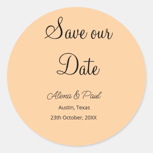 QR Save Our Date フォトネーム 日付 黒白追加 ラウンドシール (正面)