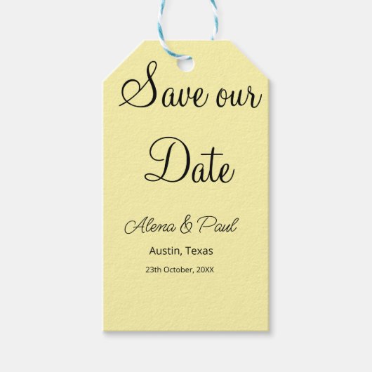 QR Save Our Date フォトネーム 日付 黒白 ギフトタグ (正面)