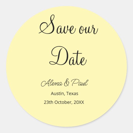 QR Save Our Date フォトネーム 日付 黒白 ラウンドシール (正面)