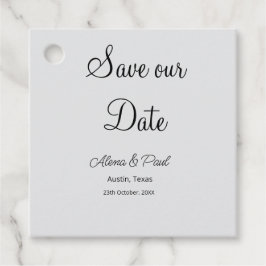 QR Save Our Date フォトネーム 日付 黒 白 フェイバータグ