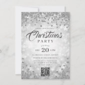 QR Silver Winter Diamonds Glitter Christmas Party 招待状 (正面)
