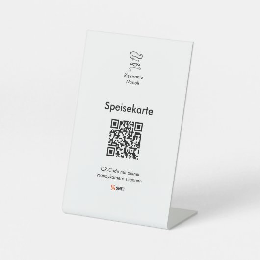 QR - Speisekarte Gastro 台座サイン (正面)