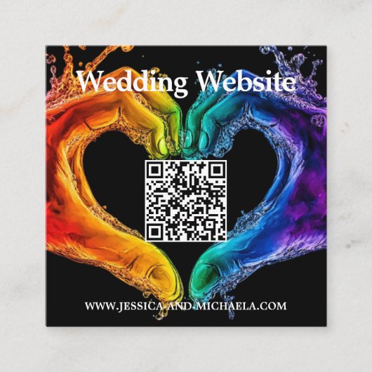🌈❤️QR + Wedding DETAILS Heart of Pride wedding エンクロージャーカード (正面)