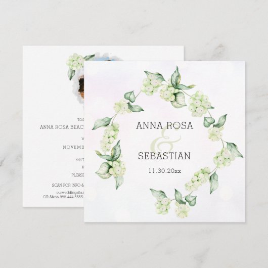 *~* QR Winter Snow Berry AR12 Boho RSVP 結婚's 招待状 (正面/裏面)