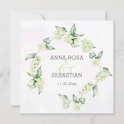 *~* QR Winter Snow Berry AR12 Boho RSVP 結婚's 招待状 (正面)