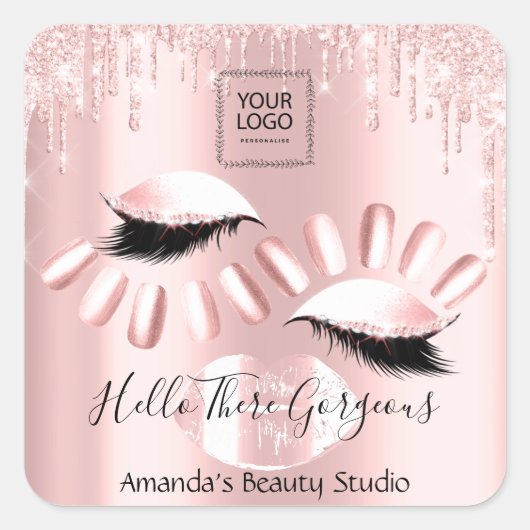 QRCoceロゴバラドリップキス爪、 ネイルフラッシュ製品 スクエアシール (正面)