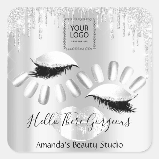 QRCoceロゴ灰色の乾燥キス爪、 ネイル点滅の製品 スクエアシール (正面)