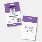 Qrcodeカスタム付き従業員の写真IDとロゴ | 名前 バッジ (Front & Back)
