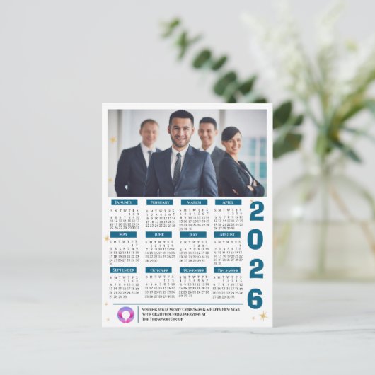 QRCODEカレン企業のダービジネス会社のロゴ シーズンポストカード (スタンド正面)