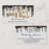 QRCodeシェフキッチンドリップスロゴナイフグレー金ゴールドグレー 名刺 (正面/裏面)