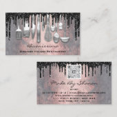 QRCodeシェフキッチンドリップスロゴナイフシルバーグランジ 名刺 (正面/裏面)