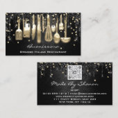 QRCodeシェフキッチンドリップスロゴナイフブラック金ゴールド 名刺 (正面/裏面)