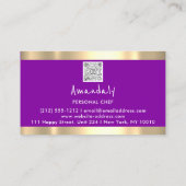 QRCodeパーソナルシェフ料理レストランフードパープル 名刺 (裏面)