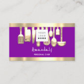 QRCodeパーソナルシェフ料理レストランフードパープル 名刺 (正面)