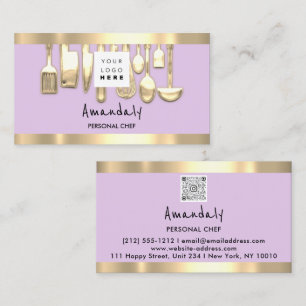QRCodeパーソナルシェフ料理レストランフード薄紫 名刺