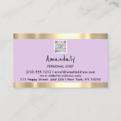 QRCodeパーソナルシェフ料理レストランフード薄紫 名刺 (裏面)