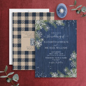 QRCodeブルーシルバーウィンターウッドプライ素朴ド結婚ズ 招待状