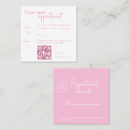 QRcodeモダンエレガントアポイントメントカード 予約カード (正面/裏面)