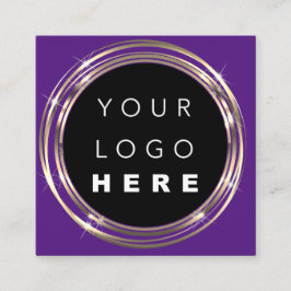 QRCodeロゴオンラインショップフレーム金ゴールドパープルショップ スクエア名刺