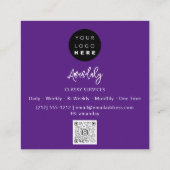 QRCodeロゴオンラインショップフレーム金ゴールドパープルショップ スクエア名刺 (裏面)