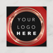 QRCodeロゴオンラインショップフレーム金ゴールドブラック赤 スクエア名刺 (正面)