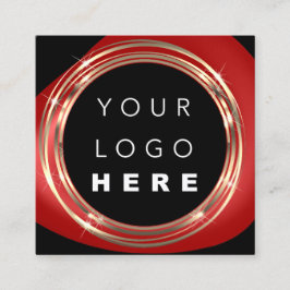 QRCodeロゴオンラインショップフレーム金ゴールドブラック赤 スクエア名刺