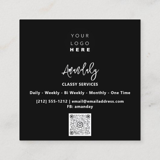 QRCodeロゴオンラインショップフレーム金ゴールドブラック赤 スクエア名刺 (裏面)