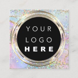 QRCodeロゴオンラインショップフレーム金ゴールドホログラフィック スクエア名刺