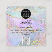 QRCodeロゴオンラインショップフレーム金ゴールドホログラフィック スクエア名刺 (裏面)