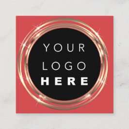 QRCodeロゴオンラインショップフレーム金ゴールドVivd Red スクエア名刺