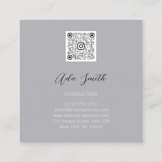 QRCodeロゴカスタムカスタムフォトサークルグレイ スクエア名刺 (裏面)
