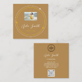 QRCodeロゴカスタムカスタムフォトマスタードイエロー スクエア名刺 (正面/裏面)