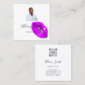 QRCodeロゴカスタムカスタムフォトメイクアップアーティスト スクエア名刺 (正面/裏面)