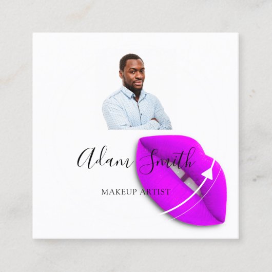 QRCodeロゴカスタムカスタムフォトメイクアップアーティスト スクエア名刺 (正面)