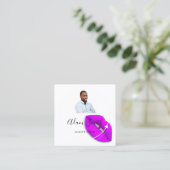 QRCodeロゴカスタムカスタムフォトメイクアップアーティスト スクエア名刺 (スタンド正面)