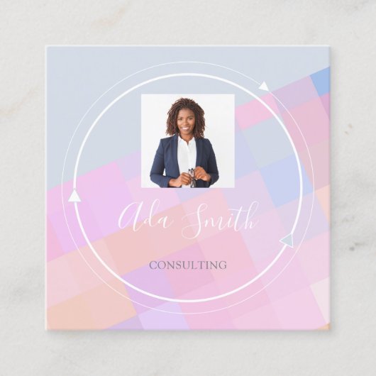 QRCodeロゴカスタムカスタム写真コンサルティングファイナンス スクエア名刺 (正面)