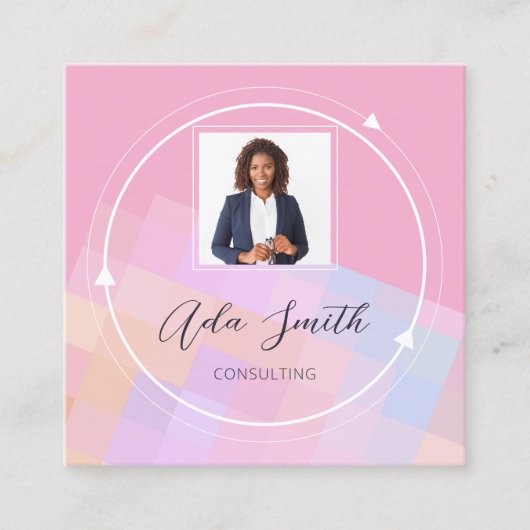 QRCodeロゴカスタムカスタム写真幾何学正方形B スクエア名刺 (正面)