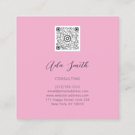 QRCodeロゴカスタムカスタム写真幾何学正方形B スクエア名刺 (裏面)