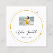 QRCodeロゴカスタムカスタム写真枠黄白 スクエア名刺 (正面)