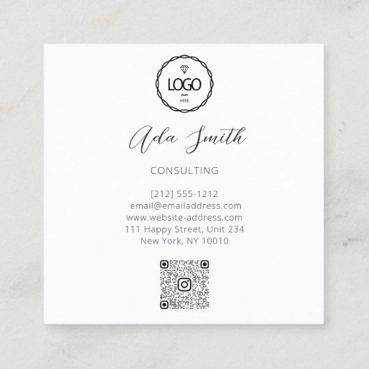 QRCodeロゴカスタムカスタム写真枠黄白 スクエア名刺 (裏面)