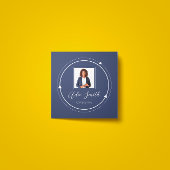 QRCodeロゴカスタムカスタムPhoto Circle Blue Navy スクエア名刺