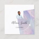 QRCodeロゴカスタムカスタムPhoto Purple スクエア名刺 (正面)