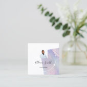 QRCodeロゴカスタムカスタムPhoto Purple スクエア名刺 (スタンド正面)